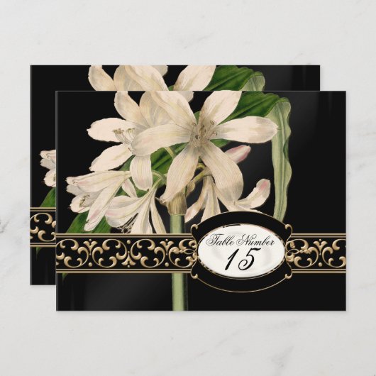 バロック ヴィンテージ リリー フォーマル ウェディング テーブル ナンバー ポストカード (正面/裏面)