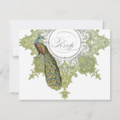 バロックPeacock RSVP応答カード – オリーブライム 出欠カード (裏面)