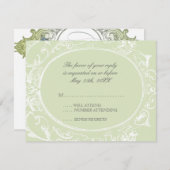 バロックPeacock RSVP応答カード – オリーブライム 出欠カード (正面/裏面)