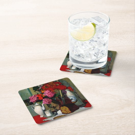 バロットン – の中の中国の静止絵画ライフ スクエアペーパーコースター (インサイチュ)