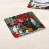 バロットン – の中の中国の静止絵画ライフ スクエアペーパーコースター (アングル)