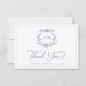 バロビクトリアンークフローラクレストブルー結婚ズ サンキューカード (正面)