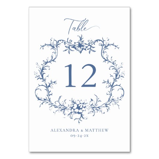 バロビクトリアンークフローラクレストブルー結婚ズ テーブルナンバー (正面)