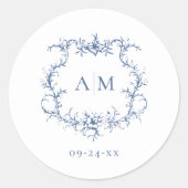 バロビクトリアンークフローラクレストブルー結婚ズ ラウンドシール (正面)