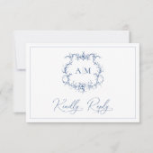 バロビクトリアンークフローラクレストブルー結婚ズ 出欠カード (正面)