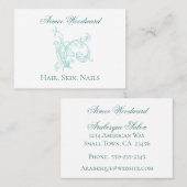 バロフェミニンーク装飾アクアとホワイト 名刺 (正面/裏面)