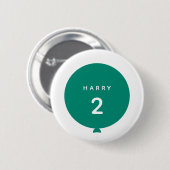 バロモダンン |グリーンバースデーパーティー子供の名前の年齢 缶バッジ (正面&裏面)