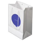 バロモダンン |青いおもしろい子供の誕生日パーティー名 ミディアムペーパーバッグ (正面アングル)