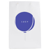 バロモダンン |青いおもしろい子供の誕生日パーティー名 ミディアムペーパーバッグ (正面)