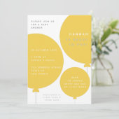 バロモダンン |黄ユニセックス色ベビーシャワー 招待状 (スタンド正面)