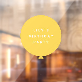 バロモダンン |黄色の子供の誕生日パーティー名 ウィンドウサイン