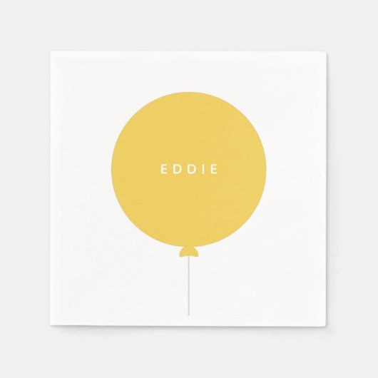 バロモダンン |黄色の子供の誕生日パーティー名 スタンダードカクテルナプキン (正面)