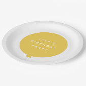 バロモダンン |黄色の子供の誕生日パーティー名 ペーパープレート (アングル)