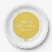 バロモダンン |黄色の子供の誕生日パーティー名 ペーパープレート (正面)