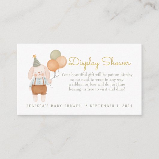 バロン付きピンクバニーのディスプレイシャワー エンクロージャーカード (正面)