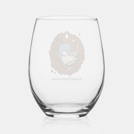 バローアニメのリキッドインスピレーションのモグラ作家 ステムなしワイングラス (裏面)