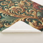 バロ王室のーク花柄 シェルパブランケット (3/4)