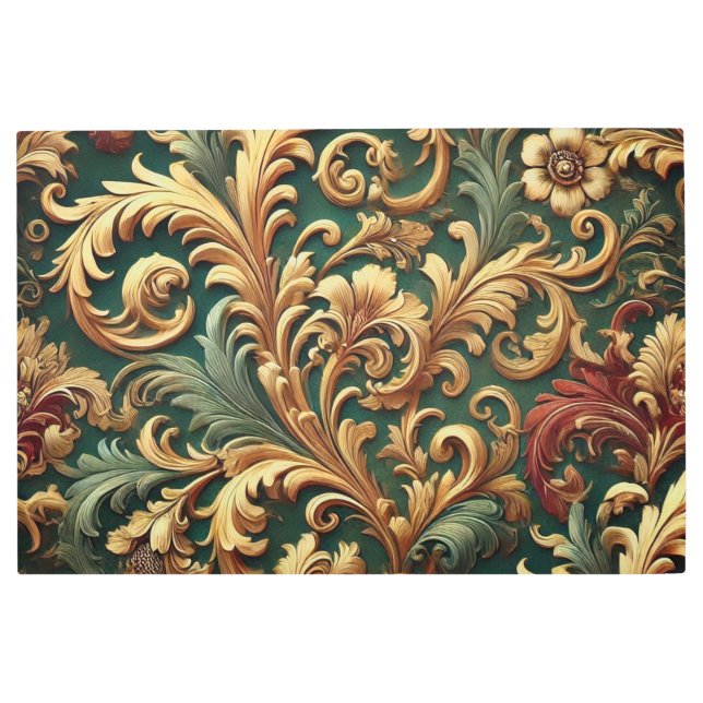 バロ王室のーク花柄 メタルプリント (正面)