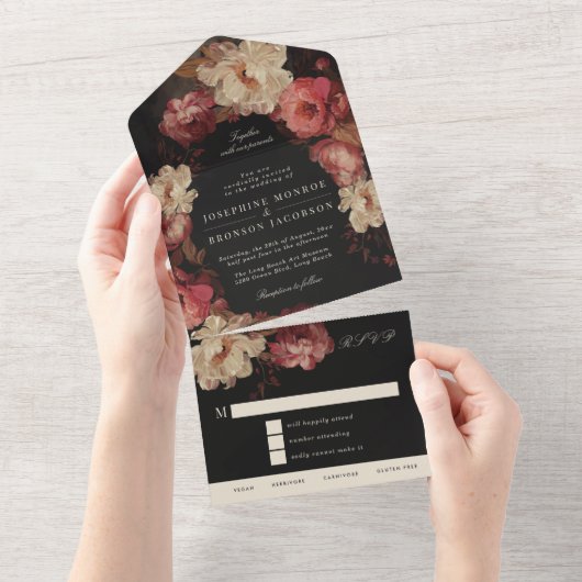 バロ色彩の鮮やかク結婚フローラ オールインワン招待状 (貼ってはがせる)