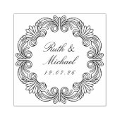 バロ華美ークのスクロール結婚ワーク木製名日付 ラバースタンプ (インプリント)