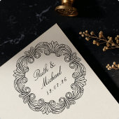 バロ華美ークのスクロール結婚ワーク木製名日付 ラバースタンプ