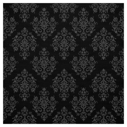 バロ華美ーク黒ダマスク模様織物 ファブリック (見本)
