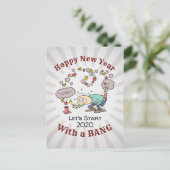 バンおもしろいマンガで新年を迎える ポストカード (スタンド正面)