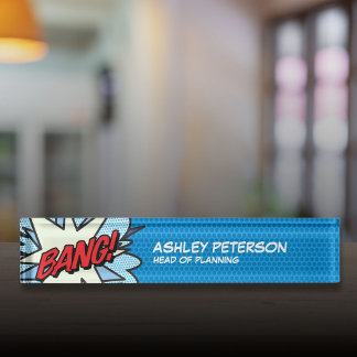 バンおもしろいレトロ漫画ブックアポップ・アートのート デスクネームプレート