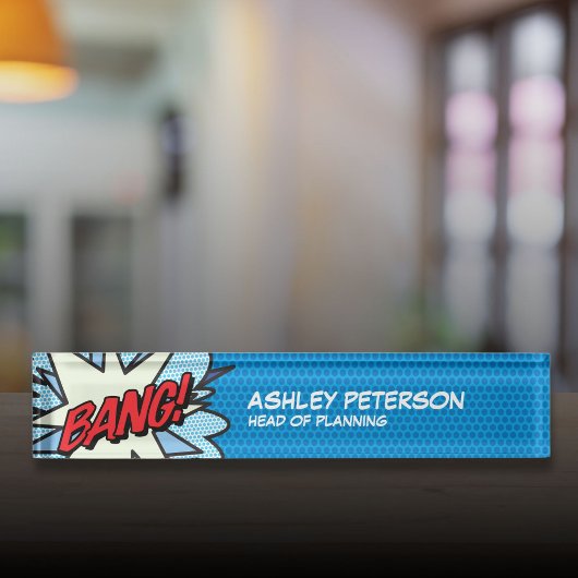 バンおもしろいレトロ漫画ブックアポップ・アートのート デスクネームプレート