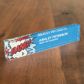 バンおもしろいレトロ漫画ブックアポップ・アートのート デスクネームプレート (側面)