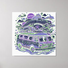 バンとロードトリップカラフル キャンバスプリント