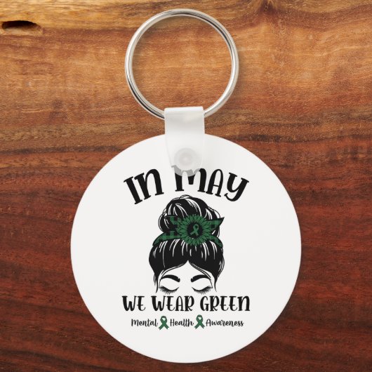 バンインメイ衣服グリーンメンタルヘルス認識度M キーホルダー (正面)