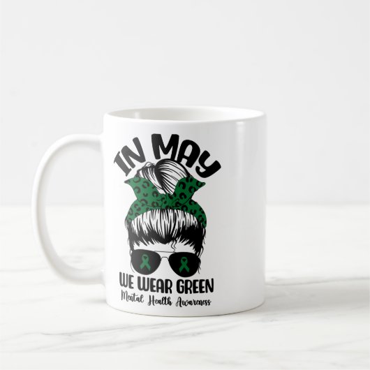 バンインメイ衣服グリーンメンタルヘルス認識度M コーヒーマグカップ (左)