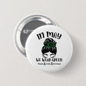 バンインメイ衣服グリーンメンタルヘルス認識度M 缶バッジ (正面&裏面)