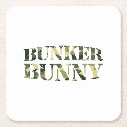 バンカーバニー迷彩柄 スクエアペーパーコースター (正面)