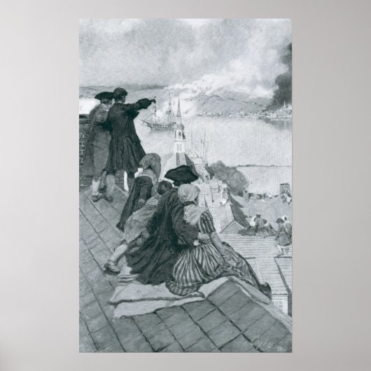 バンカーヒルで戦いを見るイラストレーション ポスター (正面)