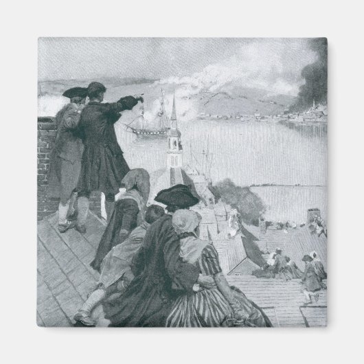 バンカーヒルで戦いを見るイラストレーション マグネット (正面)