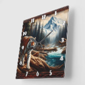 バンガルタイガースNear Mountain Stream at Dawn スクエア壁時計 (傾斜)