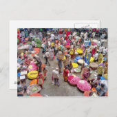 バンガロインドのカラフルなインドの花の市場 ポストカード (正面/裏面)