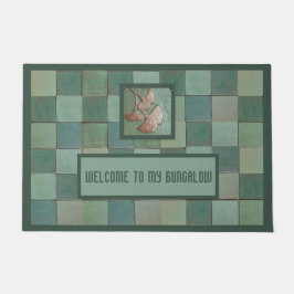 バンガロードオーマッシュウィングンコリーフ&グリーンタイル ドアマット