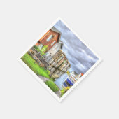 バンガローハーバーシーナリーボートランドスケープ スタンダードカクテルナプキン (角)