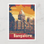 バンガロールインディアアートヴィンテージトラベルイラストレーション ポストカード (正面)