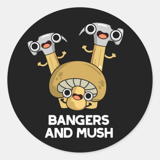 バンガーとマッシュおもしろいイングリッシュフードプンダークBG ラウンドシール (正面)