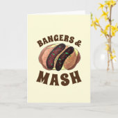 バンガーとマッシュソーセージポテト英国料理 カード (黄色い花)