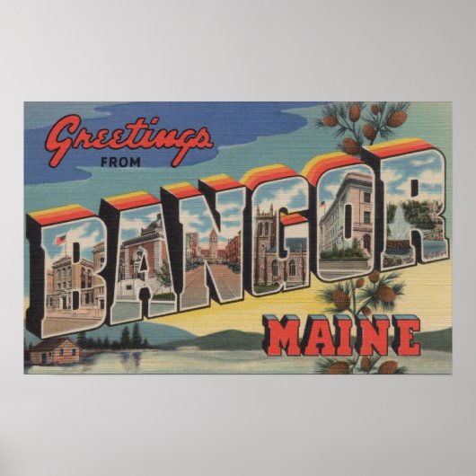 バンガー、MaineLarge Letter ScenesBangor、ME ポスター (正面)