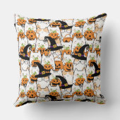 バンキンハロウィーンを持つかわいい猫の魔女 クッション (裏面)