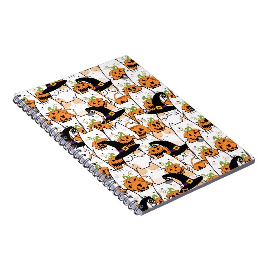 バンキンハロウィーンを持つかわいい猫の魔女 ノートブック (右側)