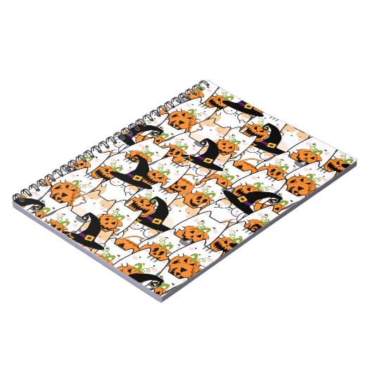 バンキンハロウィーンを持つかわいい猫の魔女 ノートブック (左側)