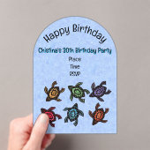 バンクオブカラフル抽象芸術タートルズブルー誕生日 アクリル招待状 (インサイチュ (ポータブル))
