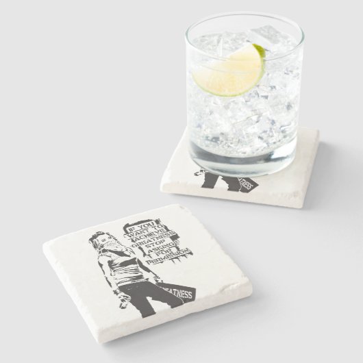 バンクシもしーはブラックの偉大さを達成したい ストーンコースター (横)